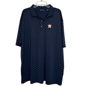 Houston Astros Polo Shirt Mens Size 2XB Cutter & Buck Blue Printed Baseball